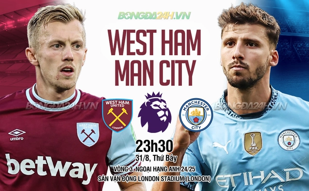 West Ham vs Man City vòng 3 Ngoại hạng Anh 2024/25
