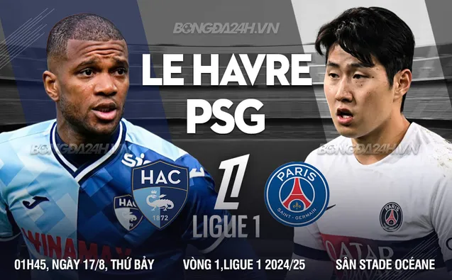 Le Havre vs PSG vòng 1 Lgue 1 2024/25
