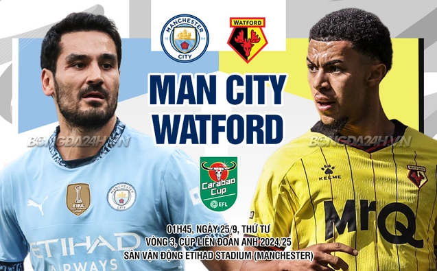 Man City vs Watford vòng 3 cúp Liên đoàn Anh
