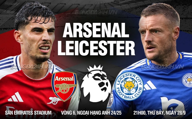 Arsenal vs Leicester vòng 6 Ngoại hạng Anh 2024/25
