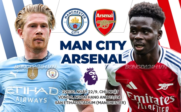 Man City vs Arsenal vòng 5 Ngoại hạng Anh 2024/25
