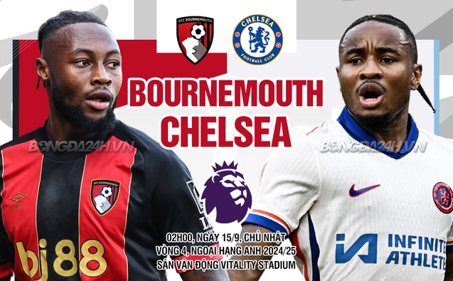 Bournemouth vs Chelsea vòng 4 Ngoại hạng Anh 2024/25
