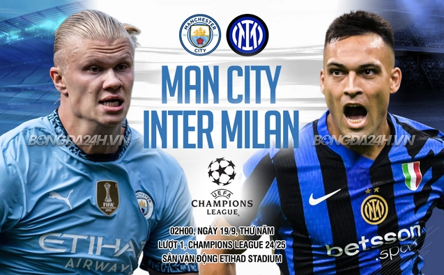 Man City vs Inter Milan lượt trận đầu tiên vòng bảng Champions League 2024/25
