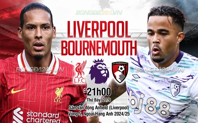 Liverpool vs Bournemouth vòng 5 Ngoại hạng Anh 2024/25
