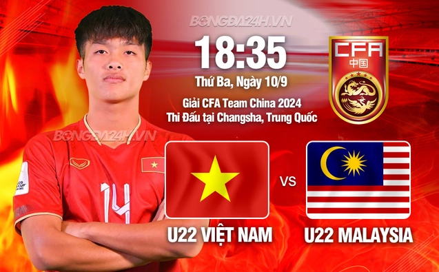 U22 Việt Nam vs U22 Malaysia (Giải CFA Team China 2024)
