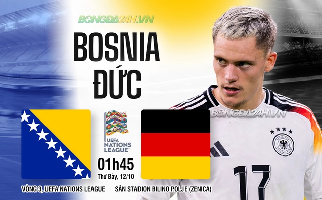 Bosnia vs Đức vòng bảng Nations League 2024/25.
