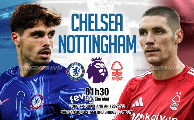  Chelsea vs Nottingham vòng 7 Ngoại hạng Anh 2024/25.
