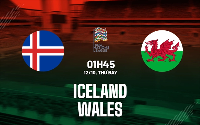 Iceland vs Wales vòng bảng Nations League 2024/25.
