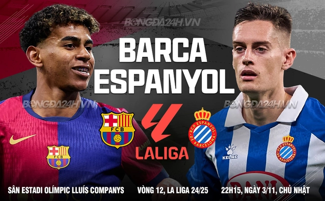 Barca vs Espanyol vòng 12 La Liga 2024/25.
