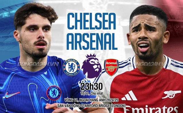 Chelsea vs Arsenal vòng 11 Ngoại hạng Anh 2024/25.
