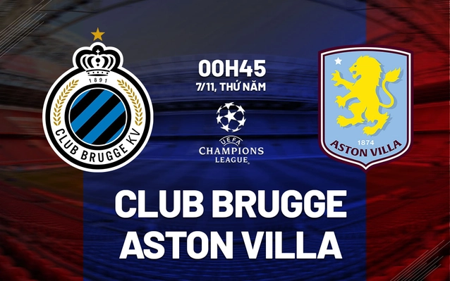 Club Brugge vs Aston Villa lượt trận thứ 4 vòng bảng Champions League 2024/25.
