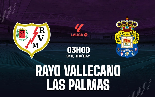 Rayo Vallecano vs Las Palmas vòng 13 La Liga 2024/25.
