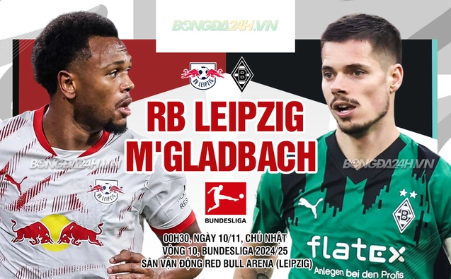 Nhận định RB Leipzig vs Monchengladbach (Vòng 10, Bundesliga 2024/25)
