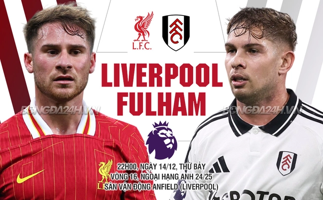 Liverpool vs Fulham vòng 16 Ngoại hạng Anh 2024/25.
