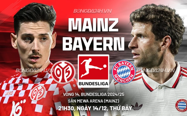 Mainz vs Bayern Munich vòng 14 Bundesliga 2024/25.
