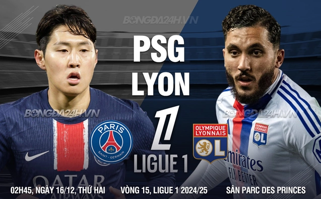 PSG vs Lyon vòng 15 Ligue 1 2024/25.
