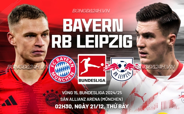 Bayern vs Leipzig vòng 15 Bundesliga 2024/25.
