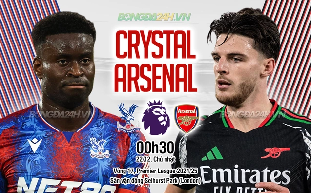 Crystal Palace vs Arsenal vòng 17 Ngoại hạng Anh 2024/25.
