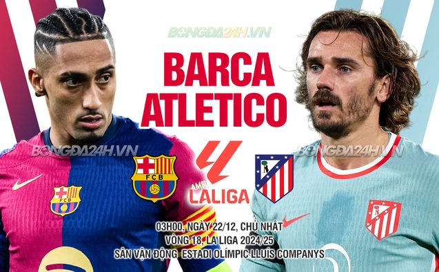 Barca vs Atletico vòng 18 La Liga 2024/25.
