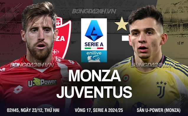 Monza vs Juventus vòng 17 Serie A 2024/25.
