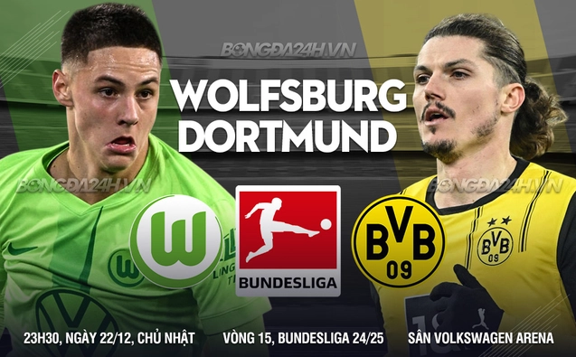 Wolfsburg vs Dortmund vòng 15 Bundesliga 2024/25.
