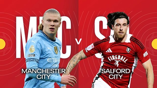 Man City vs Salford vòng 3 FA Cup 2024/25.
