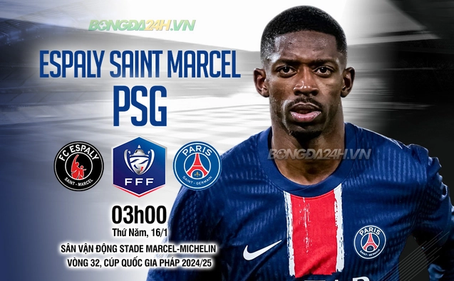 Espaly vs PSG vòng 32 đội tại Cúp QG Pháp.
