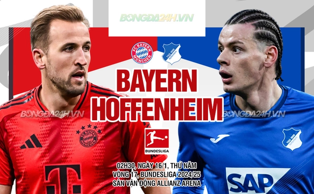 Bayern vs Hoffenheim vòng 17 Bundesliga 2024/25.
